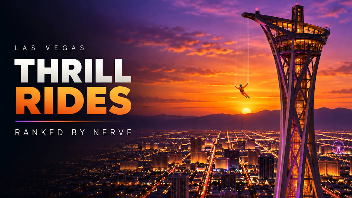 SkyJump Las Vegas controlled free fall from The STRAT Tower above the Strip