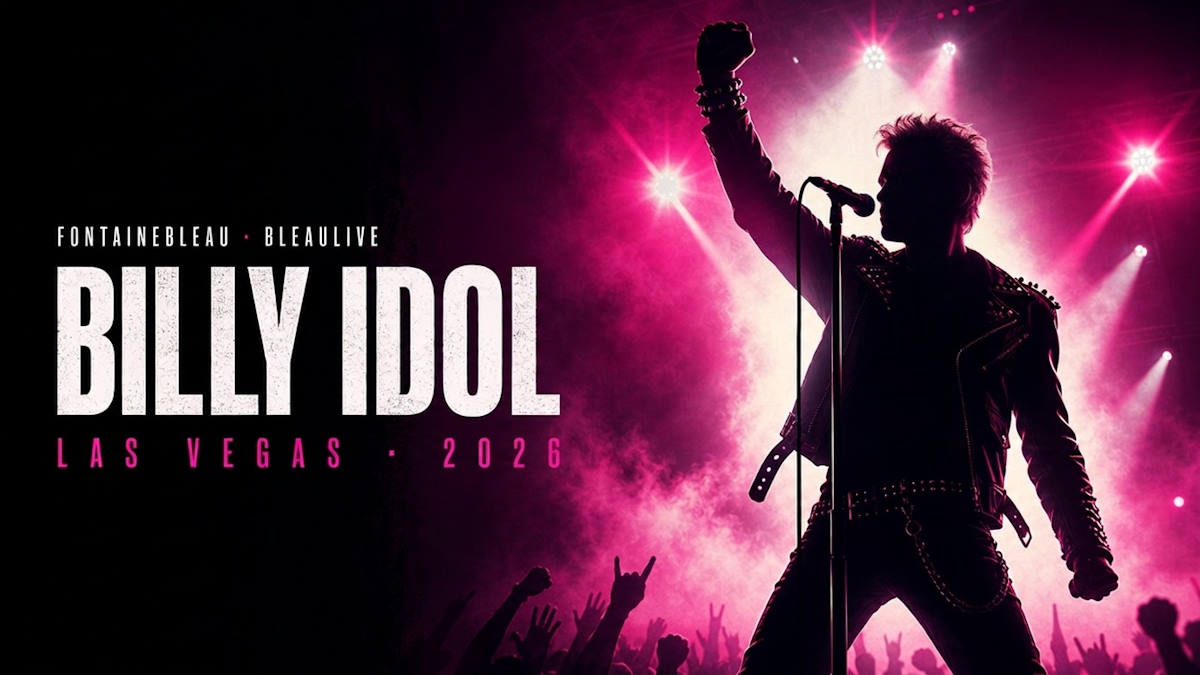Illustrative editorial header for a punk-rock concert at a Las Vegas theater