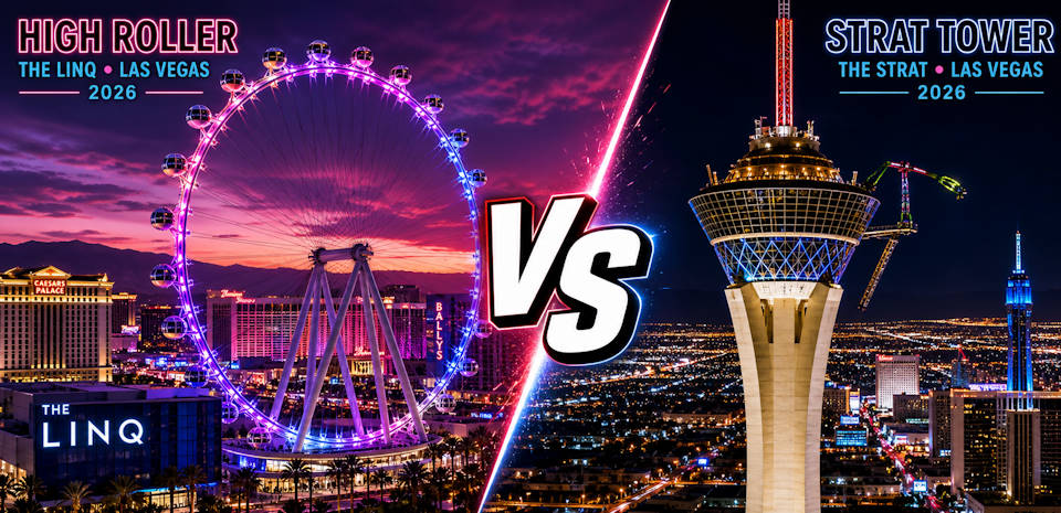 High Roller vs STRAT Tower Las Vegas comparison