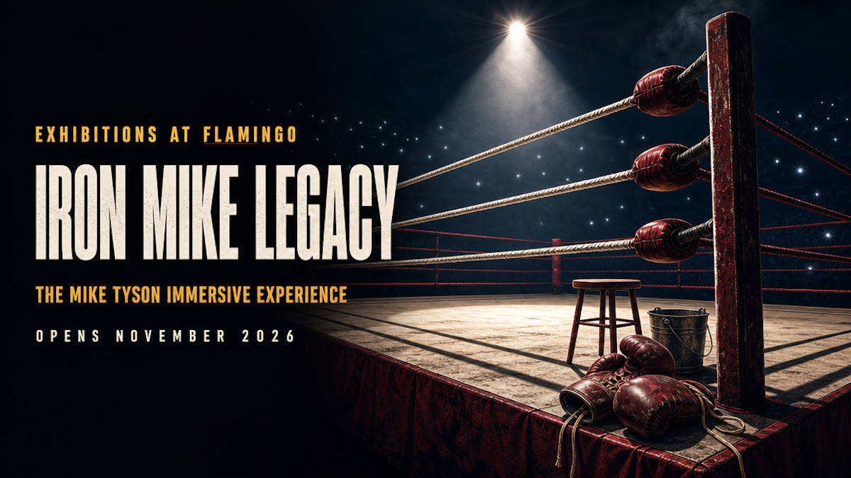 Illustrative editorial header for an immersive boxing exhibit in Las Vegas