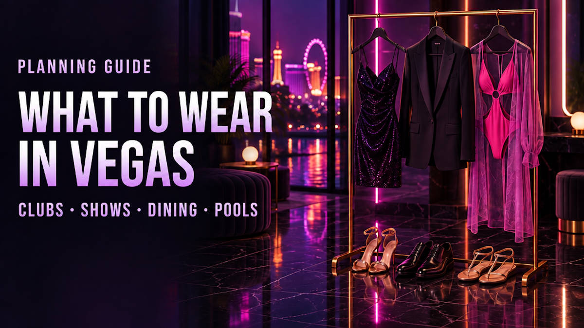 Las Vegas Strip at night with well-dressed visitors outside casino entrance