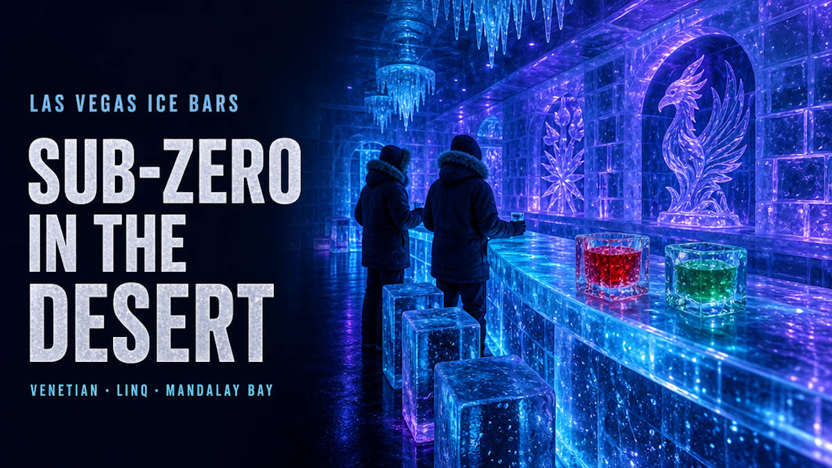 Minus5 Ice Bar Las Vegas: ice-carved bar, ice glasses and parkas at the Venetian, LINQ and Mandalay Bay