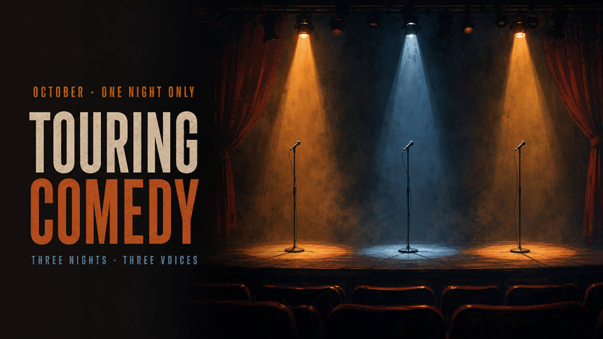 Illustrative editorial header for one-night touring comedy shows in Las Vegas in October