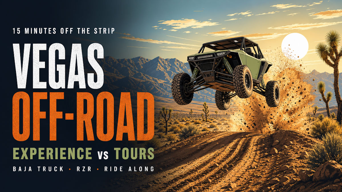 Illustrative editorial header for off-road driving experiences near Las Vegas