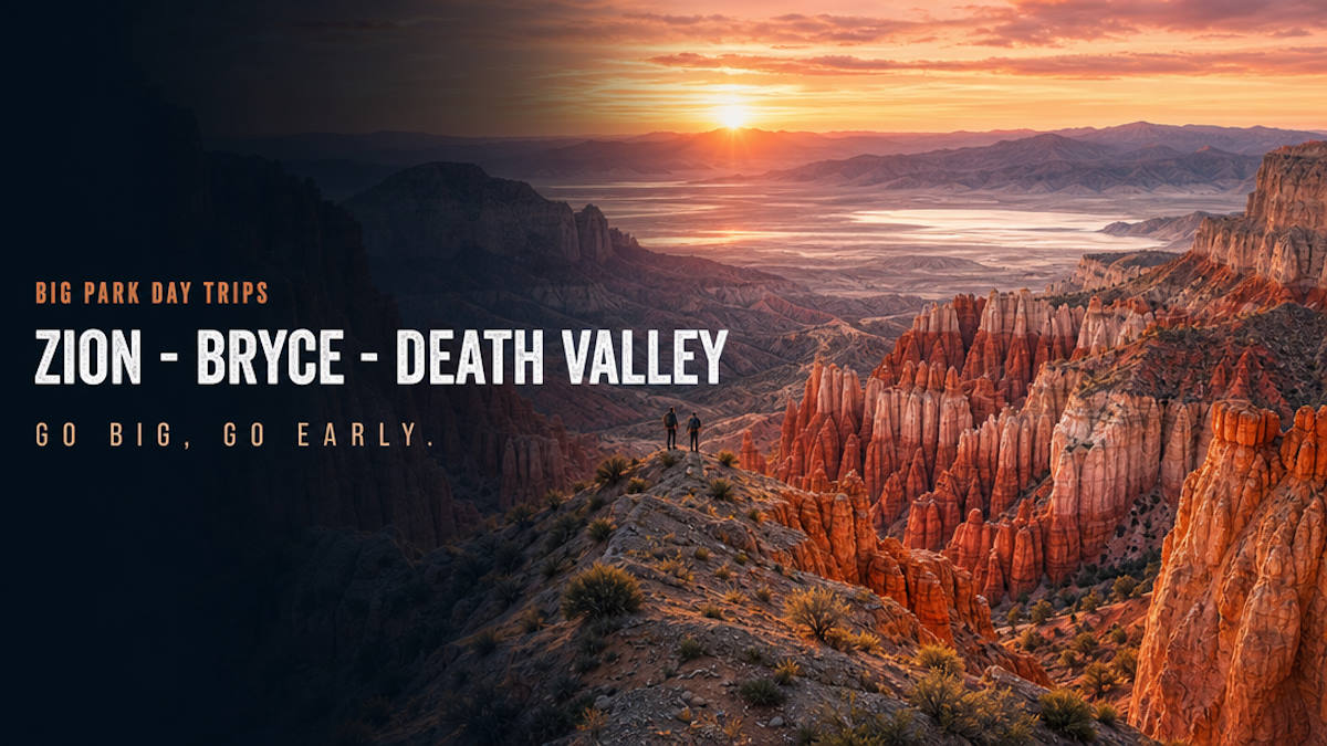 Zion, Bryce Canyon and Death Valley national park scenery on day trips from Las Vegas
